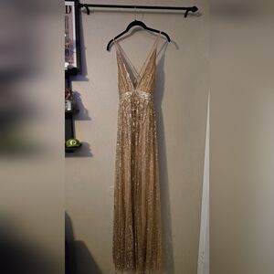 Luxxel Gold Sequin Prom Dress